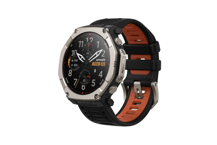 Tampilan Amazfit T-Rex Ultra 2 yang dirancang untuk aktivitas luar ruang, dilengkapi bodi tangguh dan layar AMOLED 1,5 inci berlapis kaca safir.
