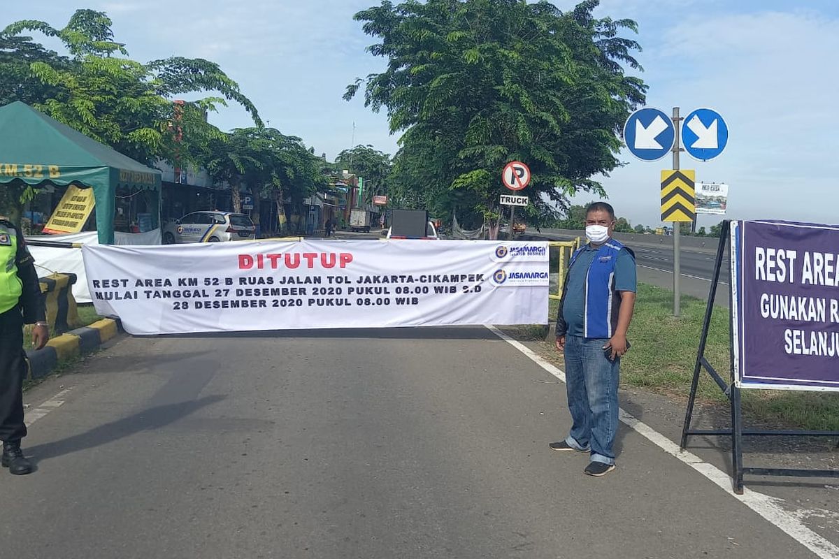 Rest Area KM 58B Tol Jakarta - Cikampek arah Jakarta ditutup sementara, Minggu (27/12/2020)