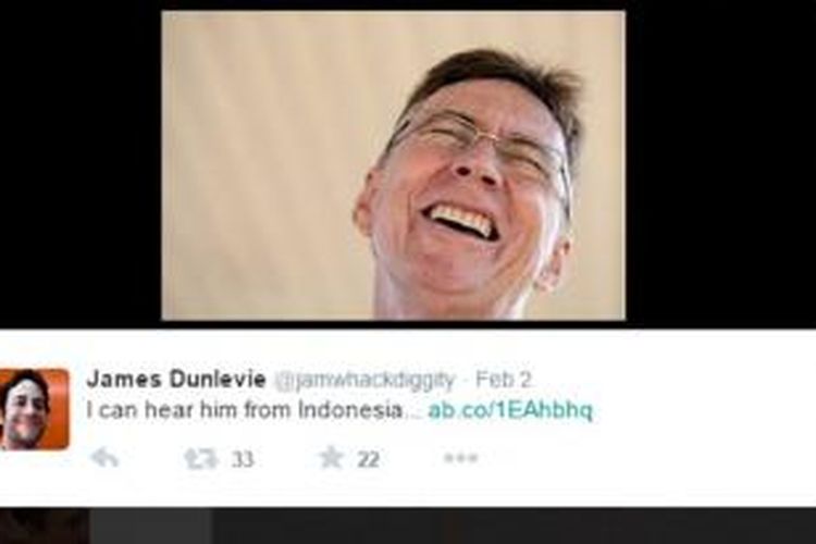 Perwakilan Pemerintah Northern Territory di Jakarta, Terry Mills, meretweet fotonya sendiri.