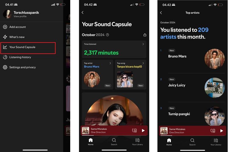 Ilustrasi cara membuat Sound Capsule Spotify.