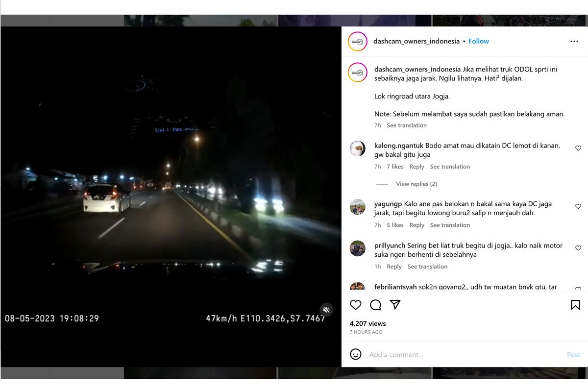 Video viral di media sosial memperlihatkan truk yang membawa muatan berlebih alias ODOL