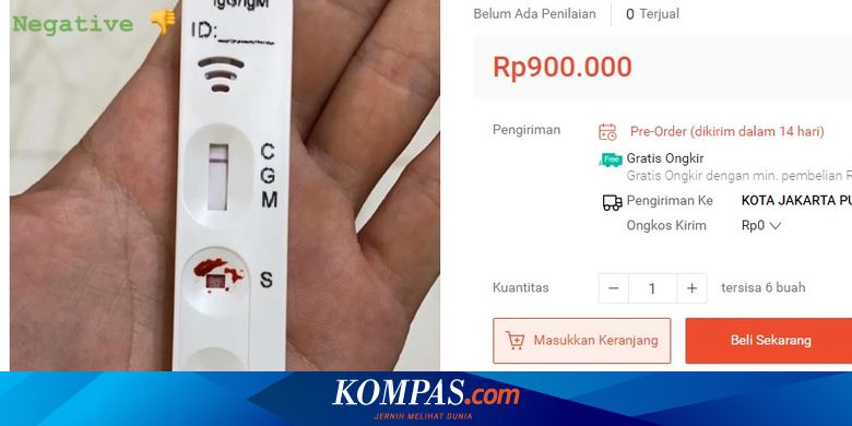 Harga Alat Tes Corona Di Toko Online Mencapai Rp 900 000