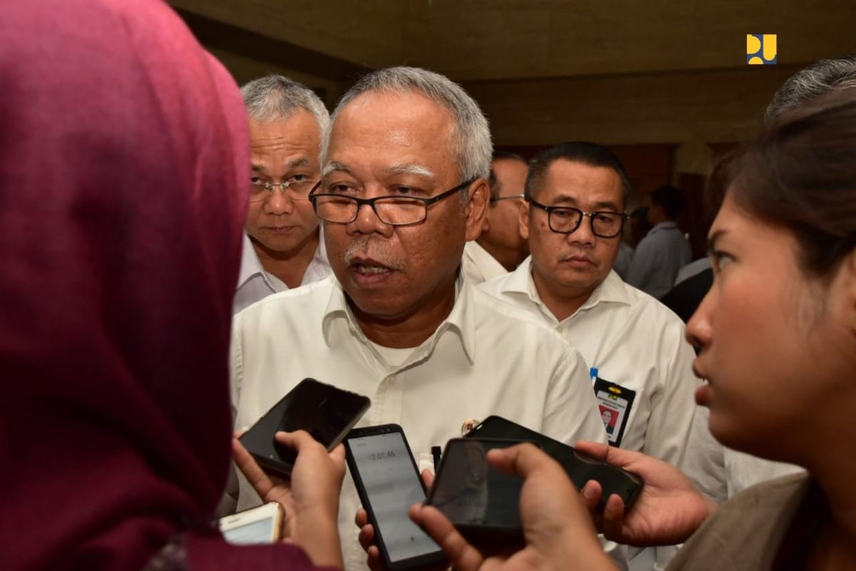 Menteri PUPR Basuki Hadimuljono  pada acara Entry Meeting Atas Pemeriksaan Laporan Keuangan T.A 2019 pada Entitas di Lingkungan Auditoriat Keuangan Negara (AKN) IV, di Auditorium BPK, Senin (6/1/2020).
