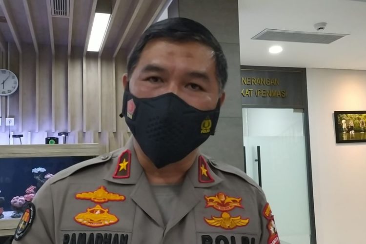 Kepala Biro Penerangan Masyarakat (Karo Penmas) Divisi Humas Polri Brigjen Ahmad Ramadhan di Mabes Polri, Jakarta, Senin (14/3/2022).