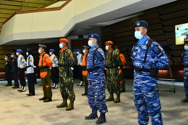 Perayaan HUT ke-74 TNI AU di Gedung Auditorium Denma Mabesau Cilangkap, Jakarta Timur, Kamis (9/4/2020).