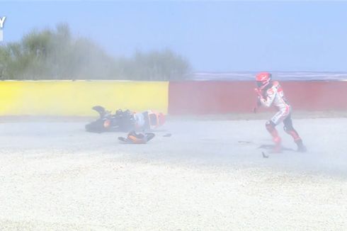 Baru Balapan, Marc Marquez Alami Lowside di FP3 MotoGP Aragon