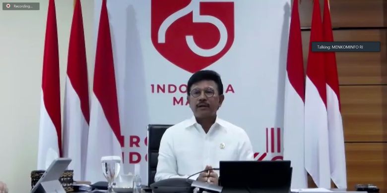 Menteri Komunikasi dan Informatika (Menkominfo) Johnny G. Plate memimpin Rapat Koordinasi dengan Dinas Komunikasi dan Informatika tingkat provinsi se-Indonesia dalam rangka Kampanye Protokol Kesehatan Pencegahan dan Penanganan Covid-19, Kamis (6/8/2020). 