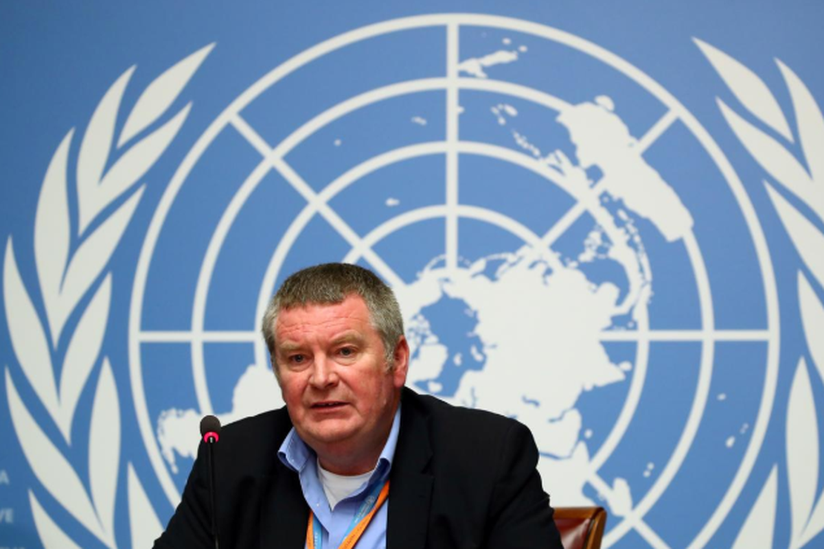 Direktur Eksekutif Organisasi Kesehatan Dunia (WHO), Mike Ryan saat menghadiri konferensi pers di PBB di Jenewa, Swiss 3 Mei 2019. 