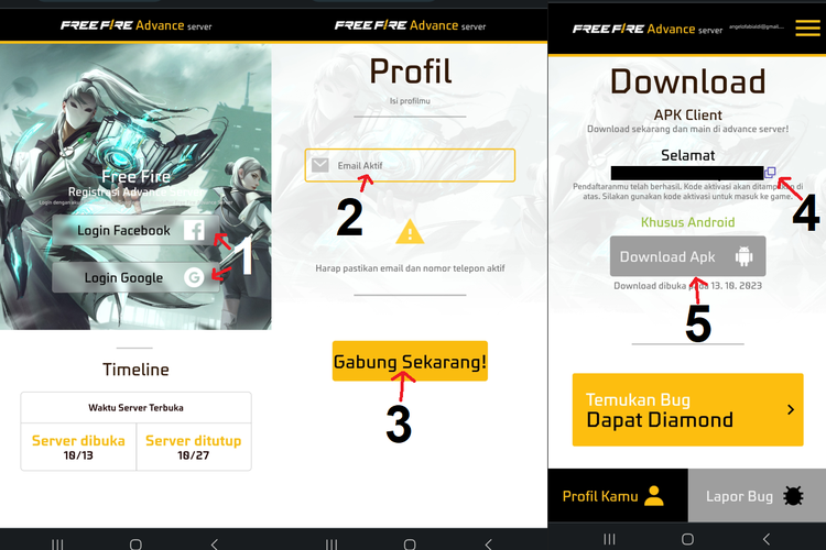 Cara daftar Free Fire Advance Server periode Oktober 2023