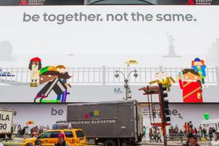 Billboard raksasa Google di kota New York, AS