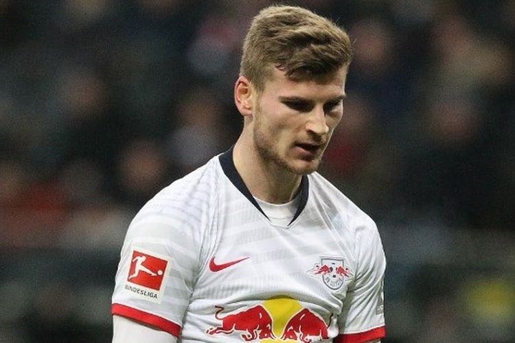 Timo Werner dalam laga kontra Eintracht Frankfurt, Sabtu (25/1/2020) malam WIB.