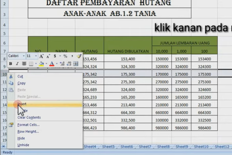 insert rows in excel