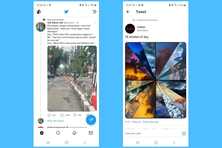 Tampilan baru di aplikasi Twitter versi Android