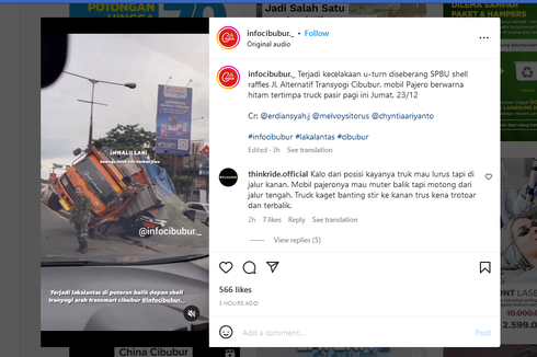 Kecelakaan di Cibubur, Pajero Sport Tertimpa Truk Saat Putar Balik