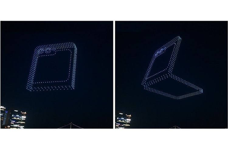 600 drone membentuk Galaxy Z Flip 5 di langit Busan