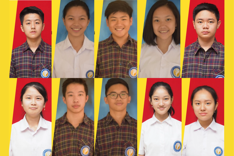 Sepuluh siswa SMA Santa Laurensia yang meraih prestasi dalam bidang matematika dan sains pada Oktober 2020.