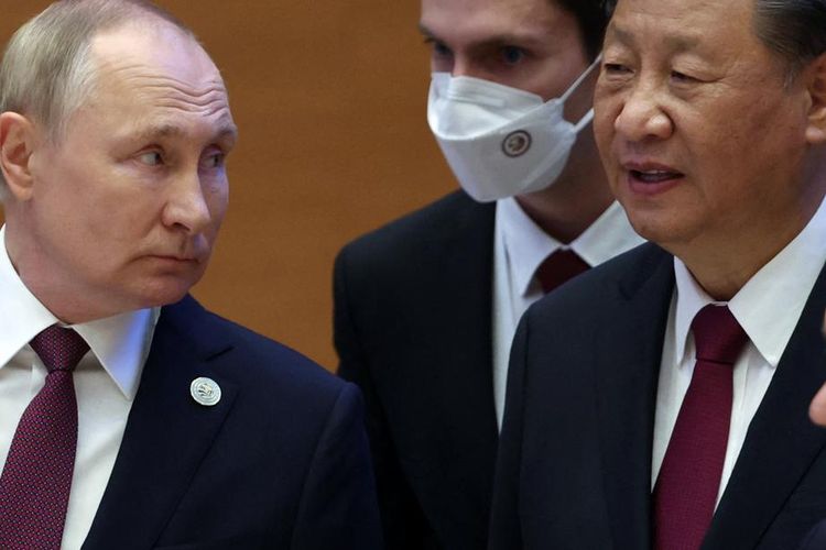 Presiden Rusia Vladimir Putin dan Presiden China Xi Jinping.