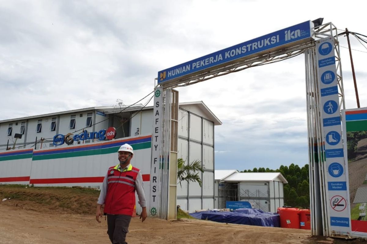Komplek rumah susun (Rusun) untuk hunian pekerja konstruksi (HPK) di IKN Nusantara, Penajam Paser Utara, Kalimantan Timur. 