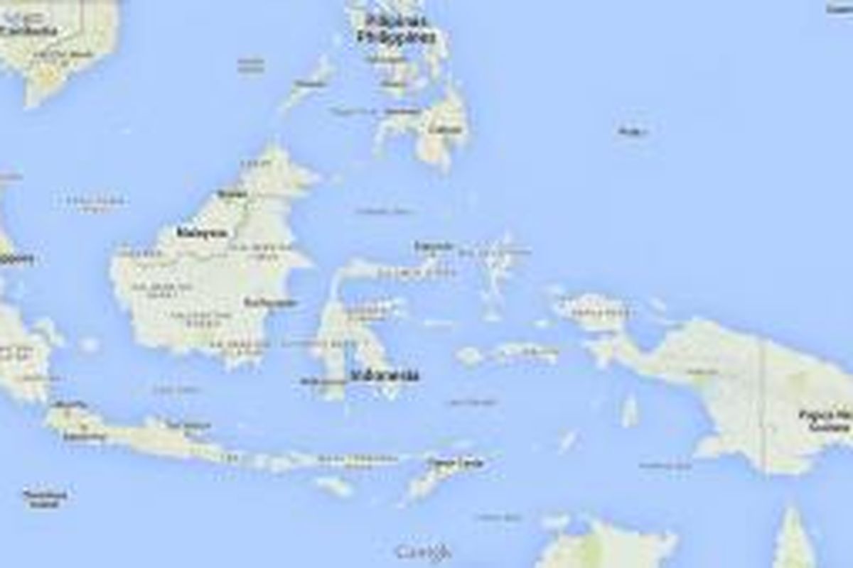 Peta Indonesia dan negara-negara di sekitarnya.
