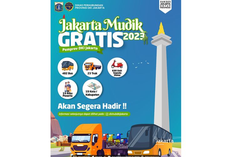 Dinas Perhubungan (Dishub) menyelenggarakan Program Mudik Gratis DKI Jakarta untuk seluruh warga Jakarta tahun ini.