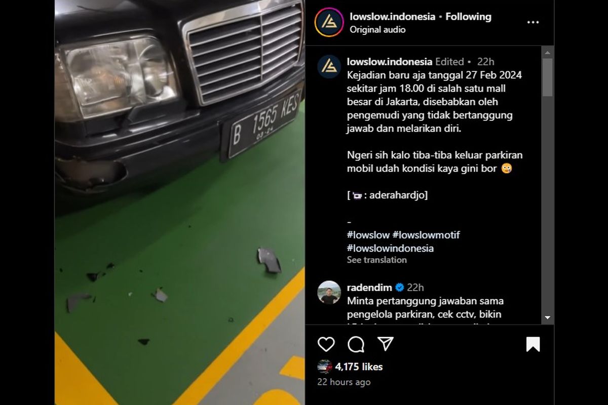 Video viral, mobil di parkiran diserempet dan pelakunya kabur tidak bertanggung jawab