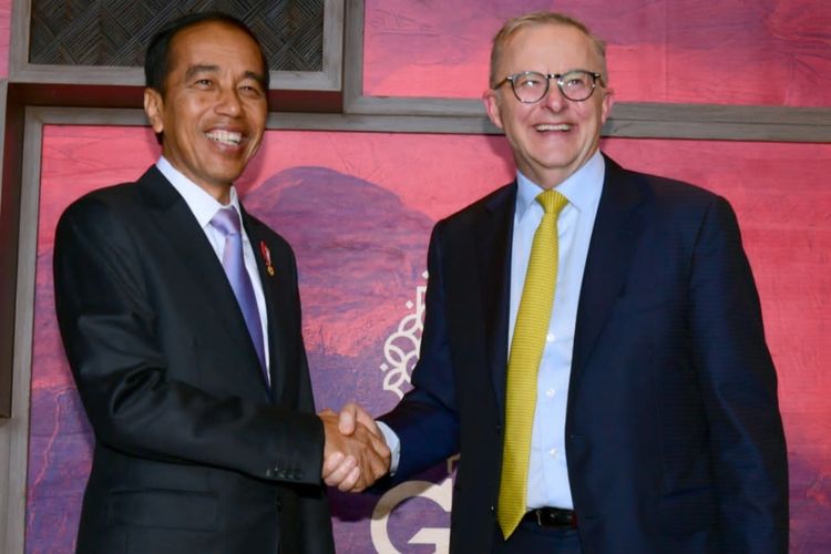 Presiden Joko Widodo dan Perdana Menteri Australia Anthony Albanese saat melakukan pertemuan bilateral di The Apurva Kempinski, Bali pada Senin (14/11/2022).