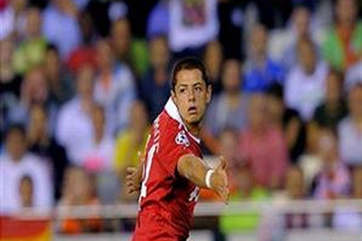 Penyerang muda Manchester United, Javier Hernandez.