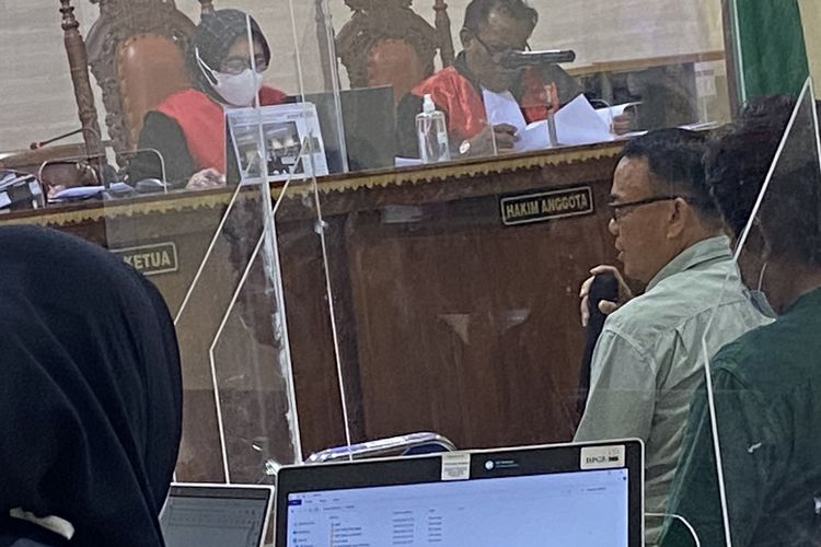 AKBP Hepi Asasi yang hadir sebagai saksi dalam persidangan perkara suap Unila di Pengadilan Tipikor Tanjung Karang, Selasa (14/3/2023).