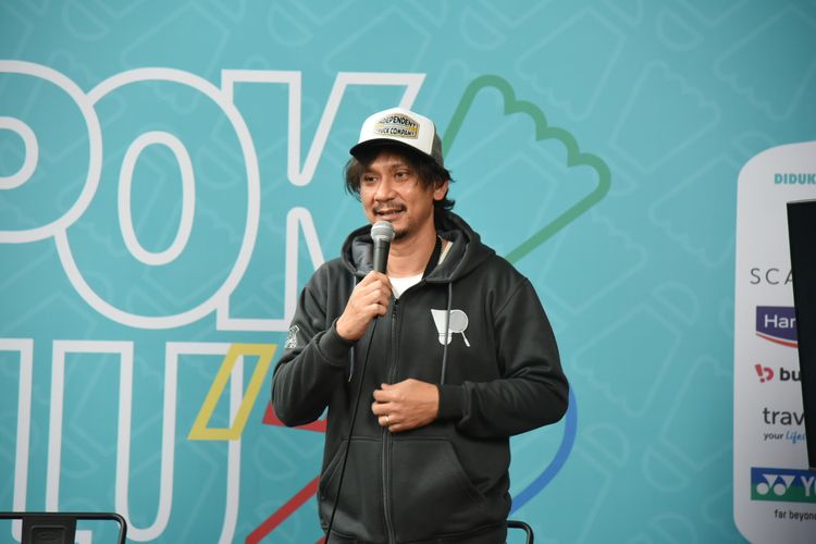 Vincent Rompies dalam acara sesi konferensi pers menjelang pertandingan bulu tangkis bertajuk Tepok Bulu 2022.