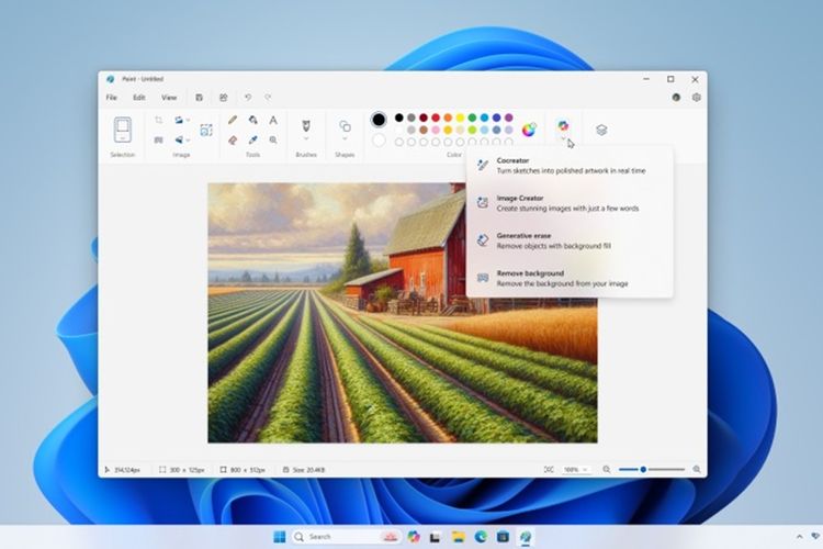 Tampilan Microsoft Paint yang kini didukung AI Copilot