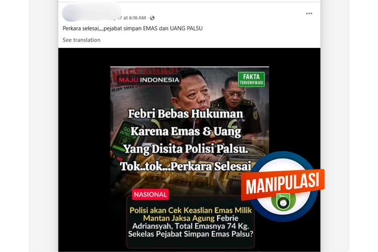 [VIDEO] Hoaks Febrie Adriansyah Bebas karena Emas dan Uang yang Ditemukan Terbukti Palsu