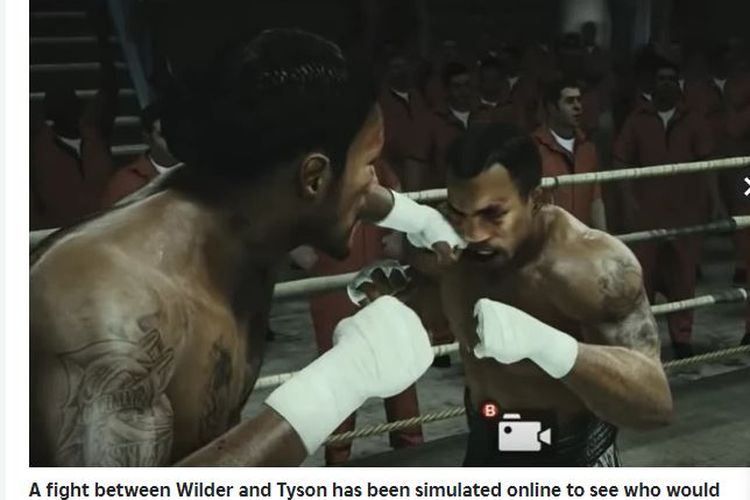 Pertarungan Mike Tyson dan Deontay Wilder yang diciptakan Boxing Fight Simulations.
