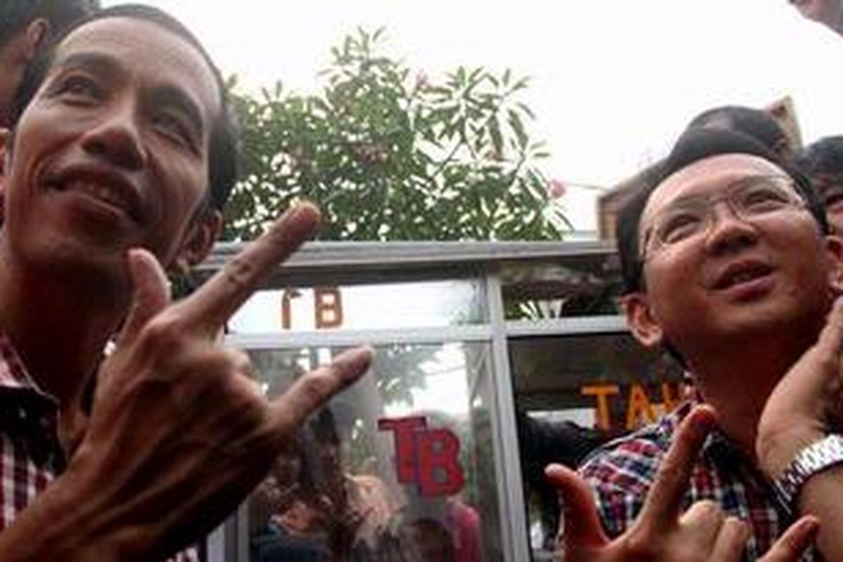 Pasangan calon gubernur dan wakil gubernur DKI Jakarta, Joko Widodo (Jokowi) dan Basuki Tjahaja Purnama atau Ahok.