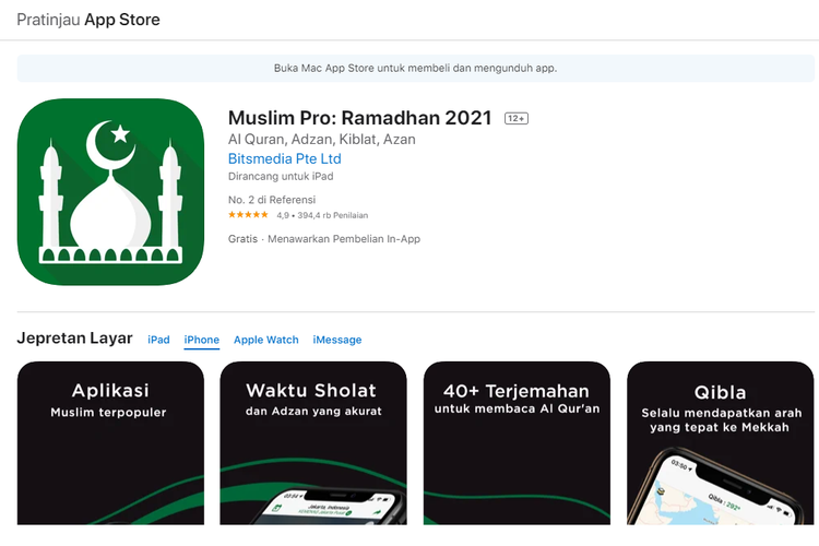 Aplikasi Muslim Pro: Ramadhan 2021 untuk mengetahui jadwal imsakiyah Ramadan 2021.