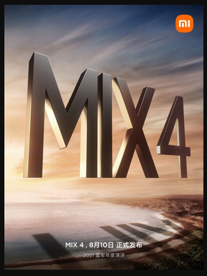 Poster peluncuran Xiaomi Mi Mix 4 di China.