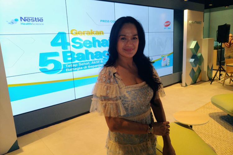 Donna Harun saat ditemui di acara Gerakan 4 Sehat 5 Bahagia: Tetap Sehat, Aktif, & Bahagia di Sepanjang Usia di Jakarta, Jumat (24/6/2022)