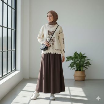 Rekomendasi outfit bukber serba coklat.