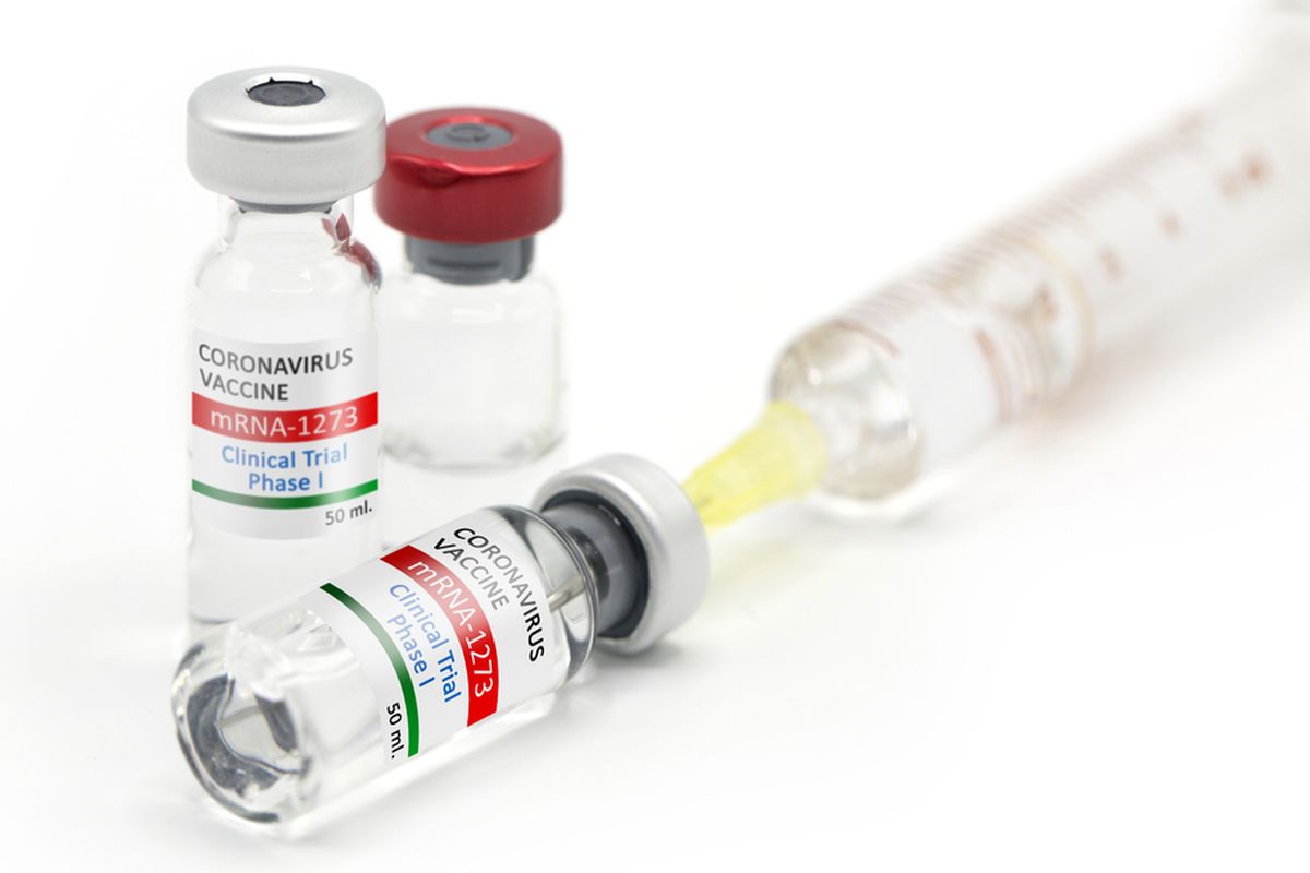 Ilustrasi vaksin Moderna, vaksin virus corona, vaksin mRNA Moderna. Moderna mulai uji coba vaksin mRNA generasi baru.