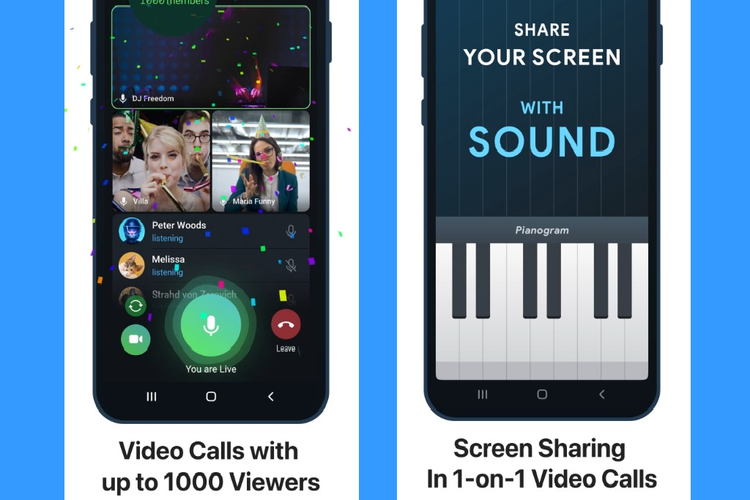 Fitur terbaru Telegram, panggilan video grup hingga 1.000 penonton dan screen sharing dengan suara (Blog Telegram).
