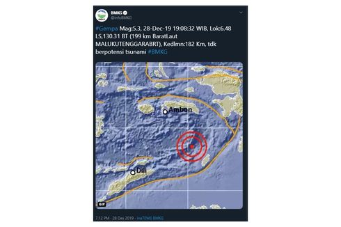 Gempa 5,3 Magnitudo Guncang Maluku Tenggara Barat, Tak Berpotensi Tsunami