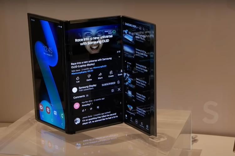 Wujud purwarupa konsep layar lipat Samsung Flex S