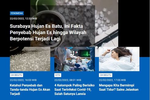 [POPULER SAINS] Surabaya Hujan Es Batu | Penyebab dan Tanda Hujan Es | Kelompok Berisiko Saat Terinfeksi Covid-19 | Mengapa Kita Bermimpi?