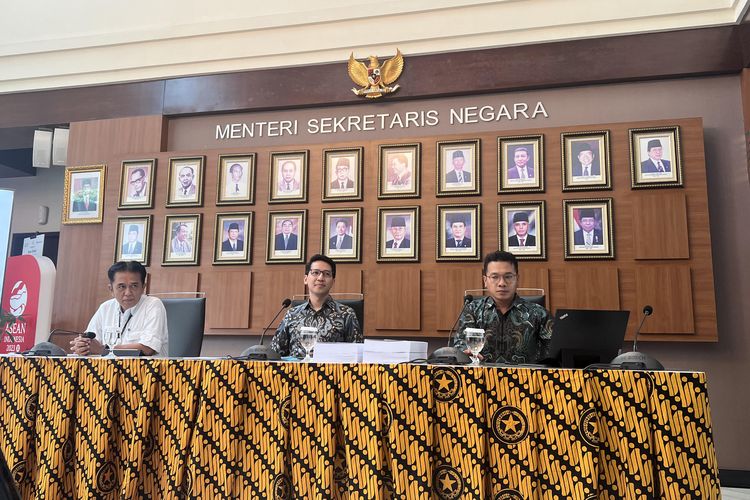 Konferensi pers PPK GBK di Jakarta, Kamis (25/5/2023).