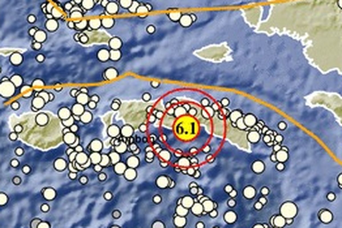 BMKG map of the 6.1 Richter scale earthquake that shook Seram Island in the Eastern Indonesia province of Maluku on Wednesday (17/6/2021)