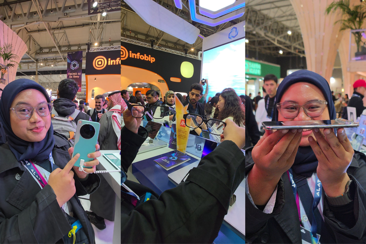 Jurnalis  Galuh Putri Riyanto hadir langsung di venue MWC 2025 yang berlokasi di Fira Gran Via, Barcelona untuk meliput deretan produk yang dipamerkan Tecno di hajatan besar industri teknologi ini. Mulai dari HP Tecno Camon 40 seres, AI Glasses series, hingga HP tipis Tecno Spark Slim.