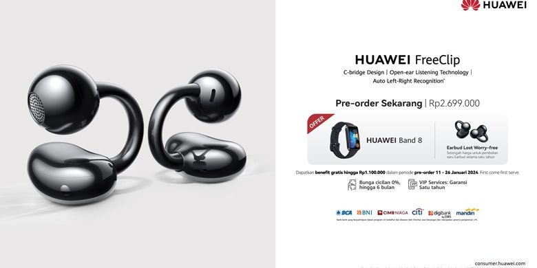 Huawei FreeClip TWS Open Ear  Garansi Resmi - TV & Audio, Video