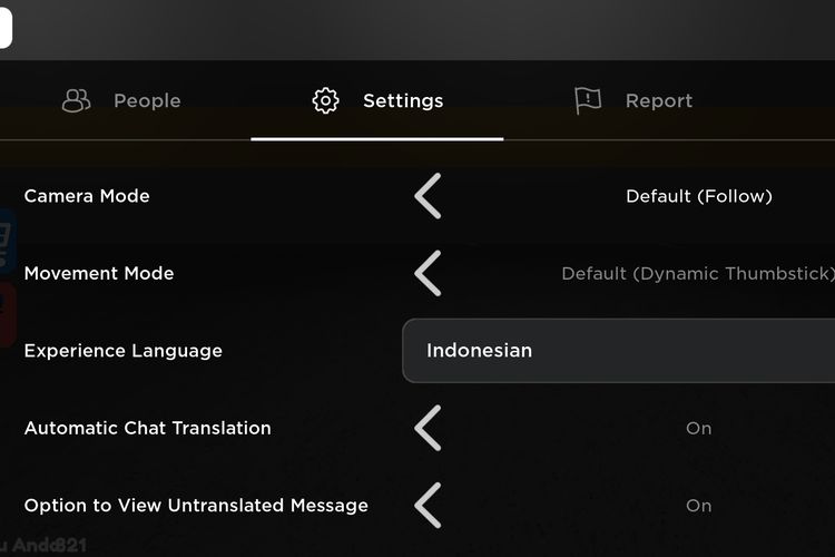 Roblox experience language and chat translation options Roblox experience settings screenshot showing the Experience Language and Automatic Chat Translation controls
