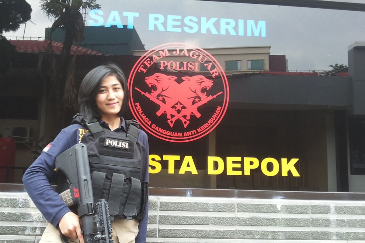 Suci Amalia, polwan anggota Team Jaguar Polresta Depok pada Selasa (30/5/2017).