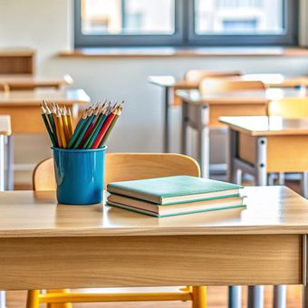 ilustrasi ruang kelas, ilustrasi sekolah.