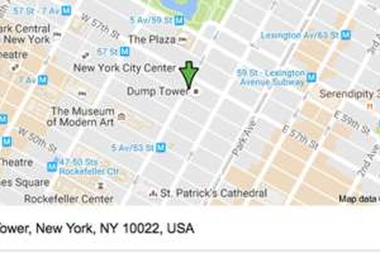 Trump Tower sempat diubah menjadi Dump Tower di Google Maps